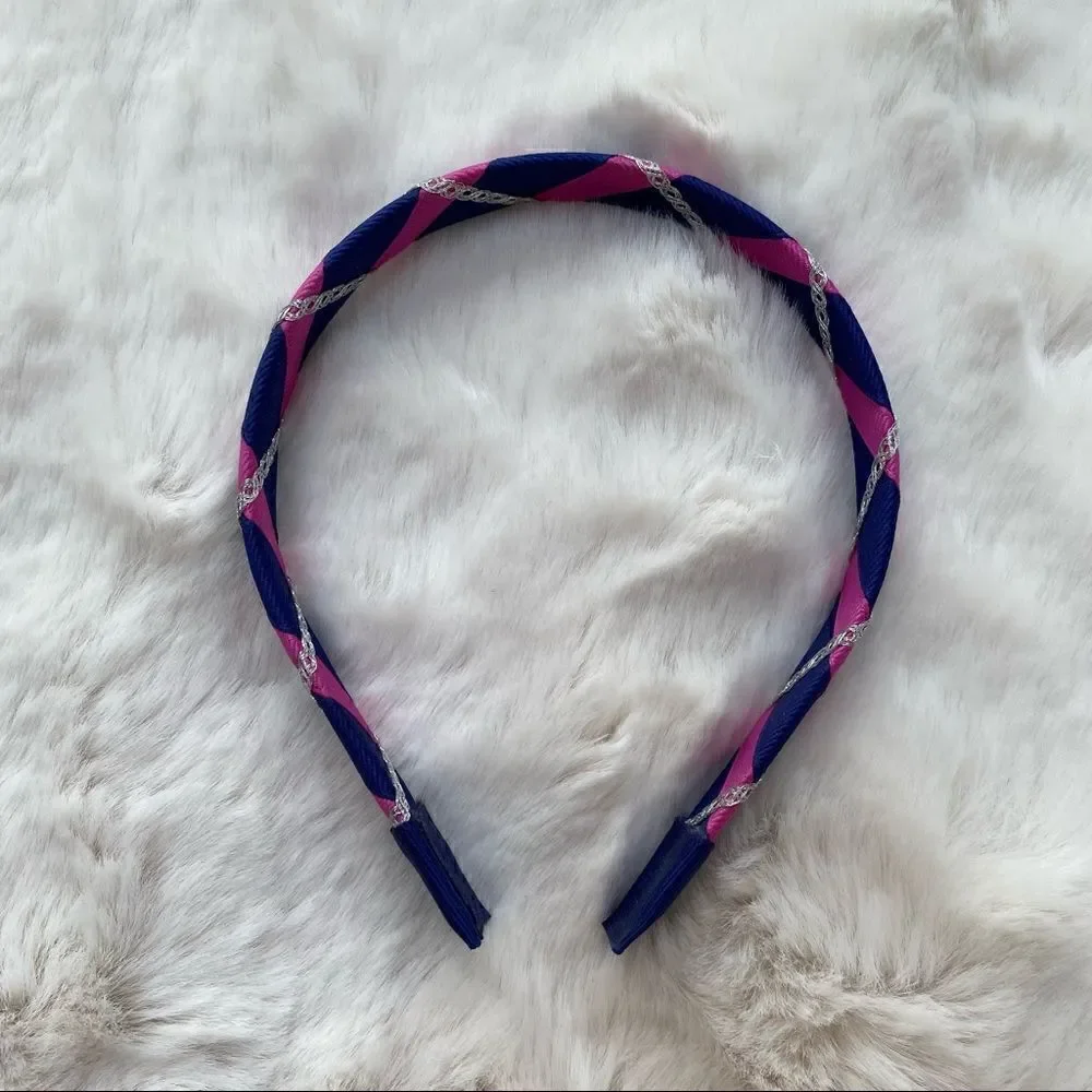 Crewcuts Headband Navy Blue Magenta Pink & Silver Girl’s